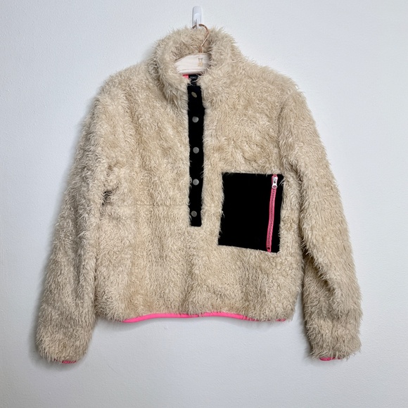 STANCE | "Heatin' Up" Sherpa Pullover Beige Ivory Pink Black Jacket | Large - Picture 7 of 9